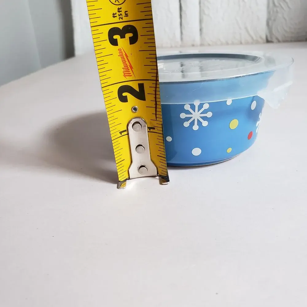 Temptations By Tara Winter Whimsy Hand Painted Bowl With Lid 6oz‎ Oven Safe Snow